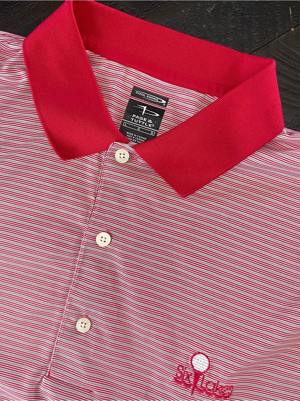 Page & Tuttle Men's Red Striped Golf Shirt